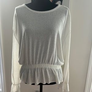Zara blouse, size large, color white. Mid elastic, long sleeves.